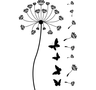 Pusteblume und Schmetterlinge Wandtattoo Wohnzimmer - TenStickers