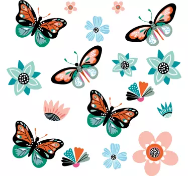 Schmetterlinge und Blumen Fahrrad Aufkleber - TenStickers