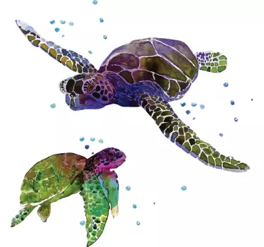 Wandtattoo Jugendzimmer abstrakte Schildkröten - TenStickers