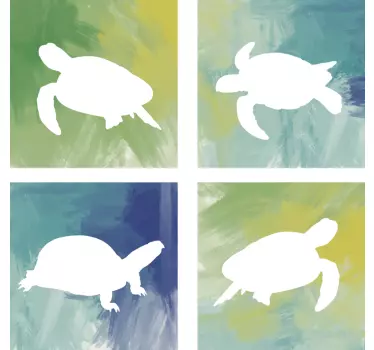Fliesenfolien Set Bunte Schildkröten - TenStickers