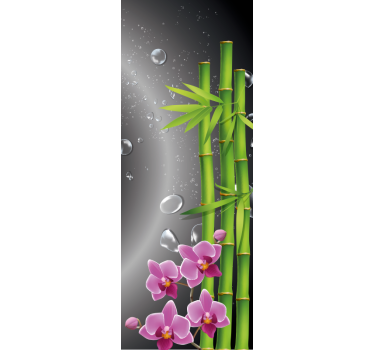 Bambus und Blumen Folie Duschkabine - TenStickers