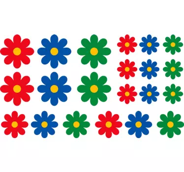 Fahrrad Aufkleber Rahmen bunte einzelne Blumen - TenStickers
