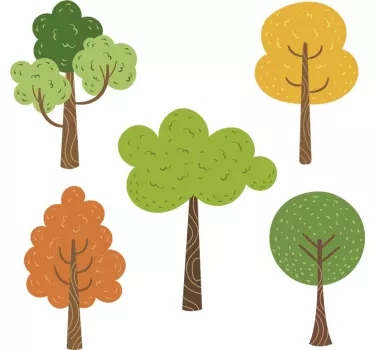 Wandtattoo Baum bunte kleine Bäume - TenStickers