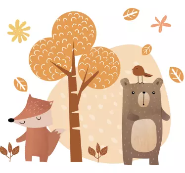 Wandtattoo Kinderzimmer herbstliche Waldtiere - TenStickers