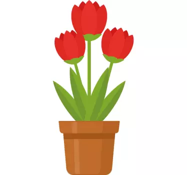 Blume Aufkleber Vase rote Blumen - TenStickers