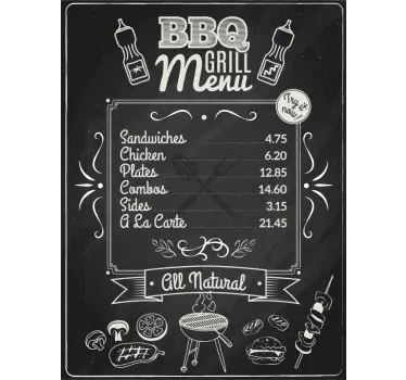Kühlschrank Folie BBQ Grill Menü - TenStickers