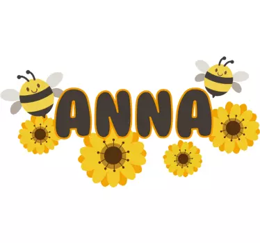 Wandtattoo Kinderzimmer personalisierter name mit bienen - TenStickers