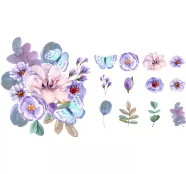 Blume Aufkleber Aquarellblumen Set - TenStickers