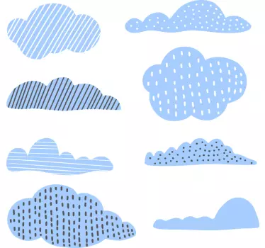 Pack von 8 Wandaufkleber Zeichnung Wolken mit Mustern - TenStickers