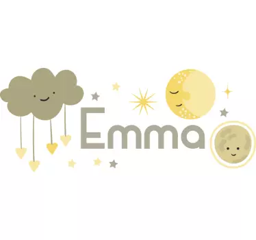 Wandtattoo Kinderzimmer wolken und himmelskörper - TenStickers