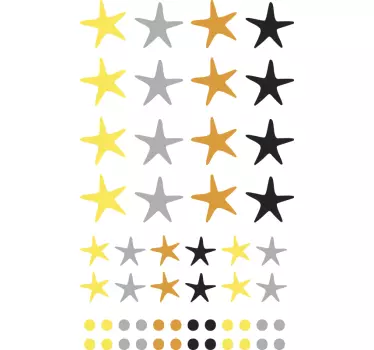 Gelbe und graue Sterne nordischer Stil Kinderzimmer Wandtattoo - TenStickers