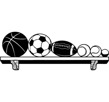Wandtattoo Sport Regal mit Sportbällen - TenStickers