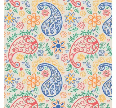 Folie kühlschrank mit lebhaften blumenmotiven - TenStickers