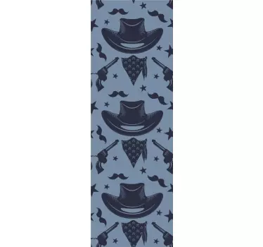Folie Kühlschrank blaues cowboy-muster - TenStickers