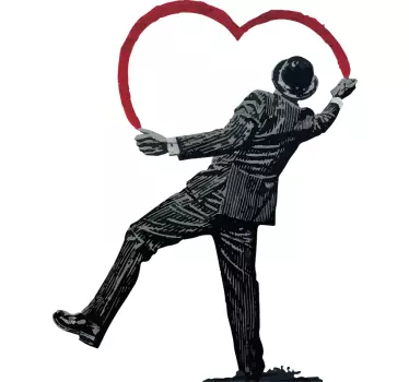 Mann malt Herz Banksy Wandtattoo Wohnzimmer - TenStickers