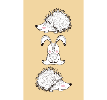 Folie Kühlschrank igel hase abbildung - TenStickers