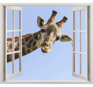 Wandtattoo visuelle Effekte Giraffe kommt durch ein fenster 3D - TenStickers
