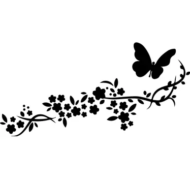 Blume Aufkleber Schmetterling und Blume - TenStickers