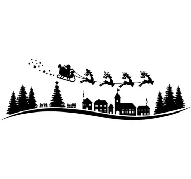 Wandtattoo Weihnachten Santa fliegt mit Schlitten - TenStickers