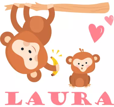 Wandtattoo Kinderzimmer verspieltes affenduo - TenStickers