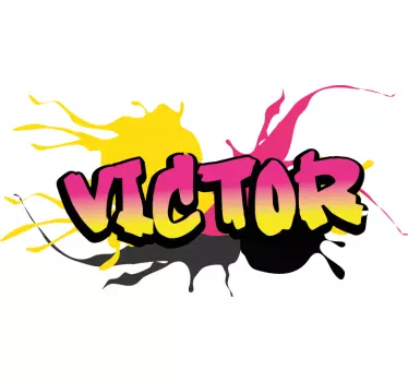 Urban Aufkleber Personalisierbare rosa und gelbe graffiti - TenStickers