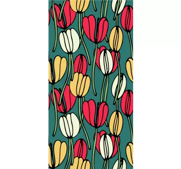 Folie tür mit buntem blumenmuster - TenStickers