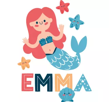 Wandtattoo kinderzimmer meerjungfrau illustration - TenStickers