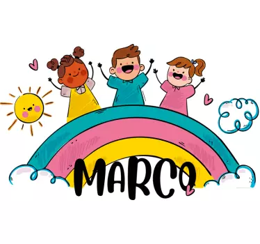 Wandtattoo Kinderzimmer fröhliche regenbogenszene - TenStickers