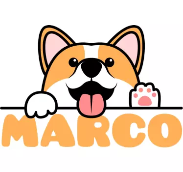 Wandstickers Kinderzimmer Niedliche corgi-hundepfote mit Namen - TenStickers