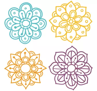 Aufkleber floral Packung mit 4 mandalas - TenStickers