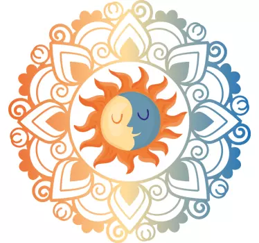 Aufkleber floral Sonne und mond mandala - TenStickers
