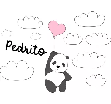 Wandtattoo Kinderzimmer panda mit ballon - TenStickers