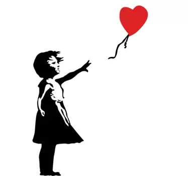Wandtattoo Schlafzimmer Banksy Mädchen mit Herzluftballon - TenStickers