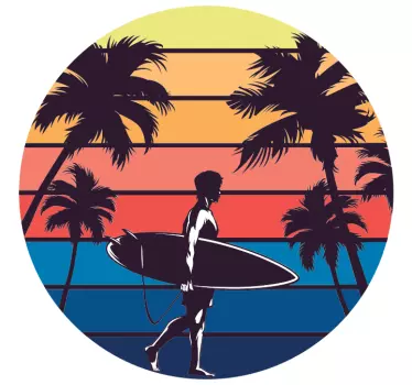 Wandtattoo Retro Hawaii surfen - TenStickers