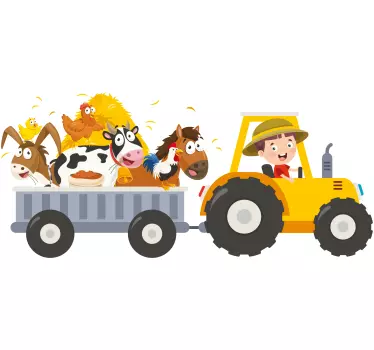Wandtattoo Traktor mit Tieren - TenStickers