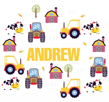 Wandtattoo kinderzimmer mit bauernhof-thema personalisiert - TenStickers