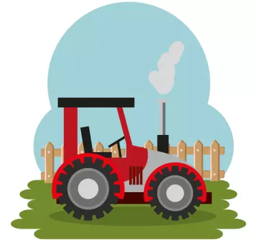 Wandtattoo Traktor roter Dampftraktor - TenStickers