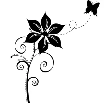 Wandtattoo Blume und Schmetterling - TenStickers