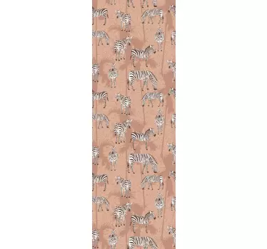 Folie kühlschrank zebras auf beige - TenStickers