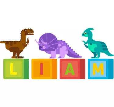 Wandtattoo Kinderzimmer bunte dinosaurierblöcke - TenStickers