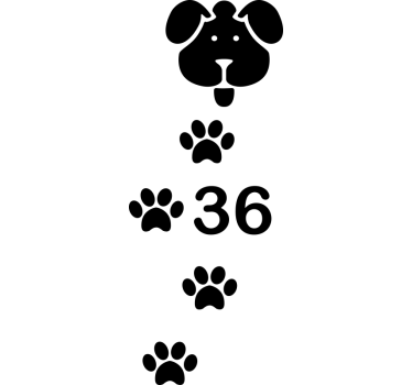 Aufkleber Mülltonne Anpassbare nummer hund und hundepfote drucken - TenStickers