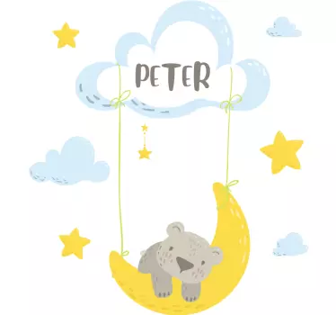 Wandtattoo Kinderzimmer bär auf dem mond - TenStickers