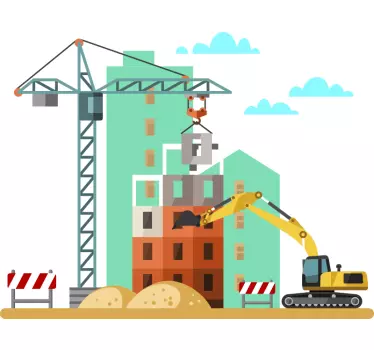 Wandstickers Kinderzimmer Bagger auf der baustelle - TenStickers