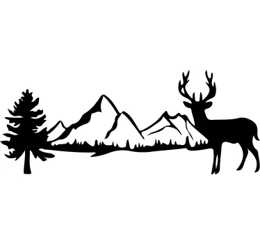 Autoaufkleber Schweiz mit Hirsch Wandtattoo Berge - TenStickers
