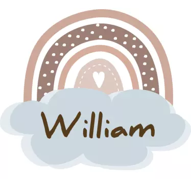 Wandtattoo Kinderzimmer brauner personalisierter Regenbogen - TenStickers
