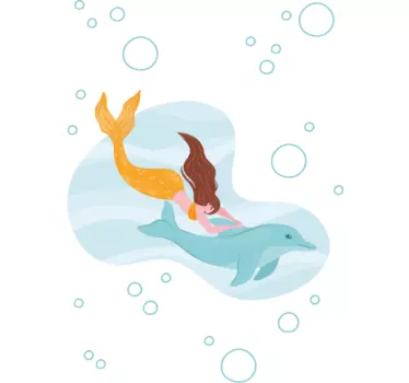 Folie duschkabine meerjungfrau delfin abenteuer - TenStickers