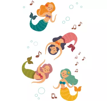 Folie duschkabine mit spielenden meerjungfrauen - TenStickers
