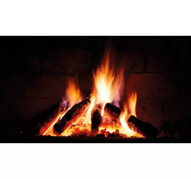 Holz brennt im Kamin Wandtattoo Wohnzimmer - TenStickers