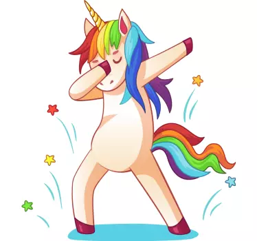 Wandtattoo Kinderzimmer tupfendes regenbogen-einhorn - TenStickers