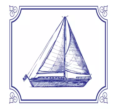 Fliesen Aufkleber blaues Segelboot - TenStickers